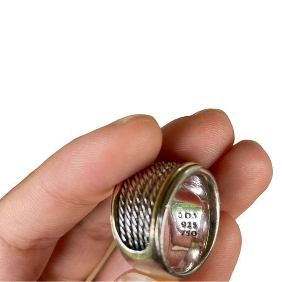 RARE David Yurman Origami Wide Cable Band Ring Sterling Silver & 18K Gold size 7 - Picture 6 of 8